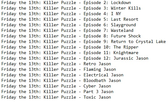 Friday the 13th Killer Puzzle Friday the 13th Killer Puzzle
